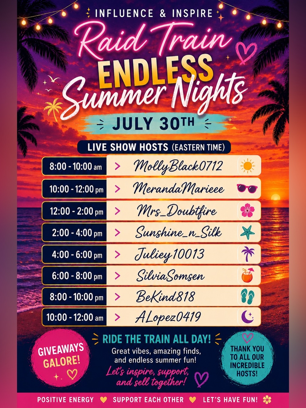 Influence & Inspire ☀️Endless Summer Nights ☀️ Raid Train!
